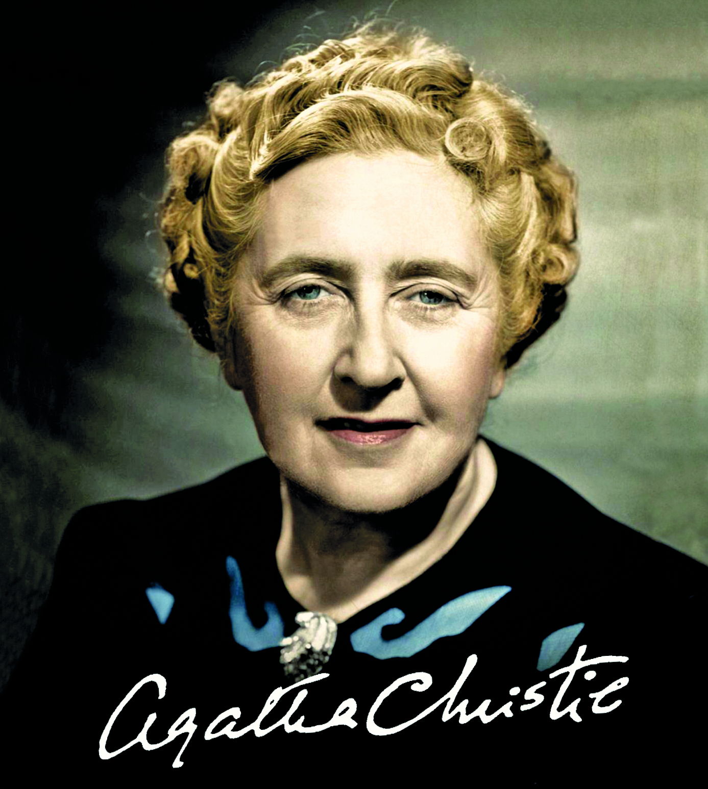 A signed picture of Agatha Christie.